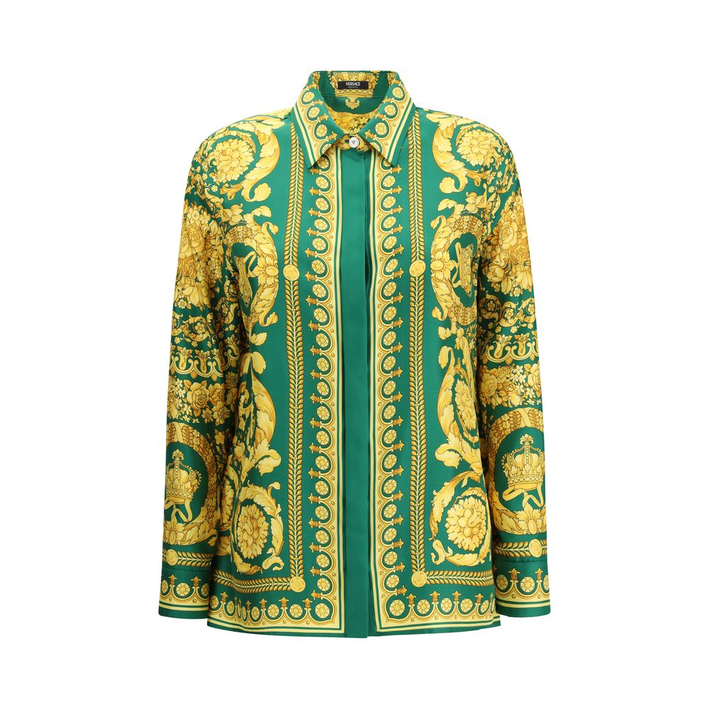 Camicia Versace in seta bicolore con motivo