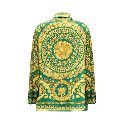 Camicia Versace in seta bicolore con motivo